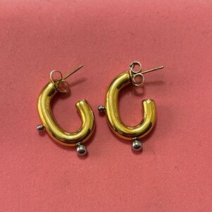 Elegant Gold Two Tone Hoop Earrings